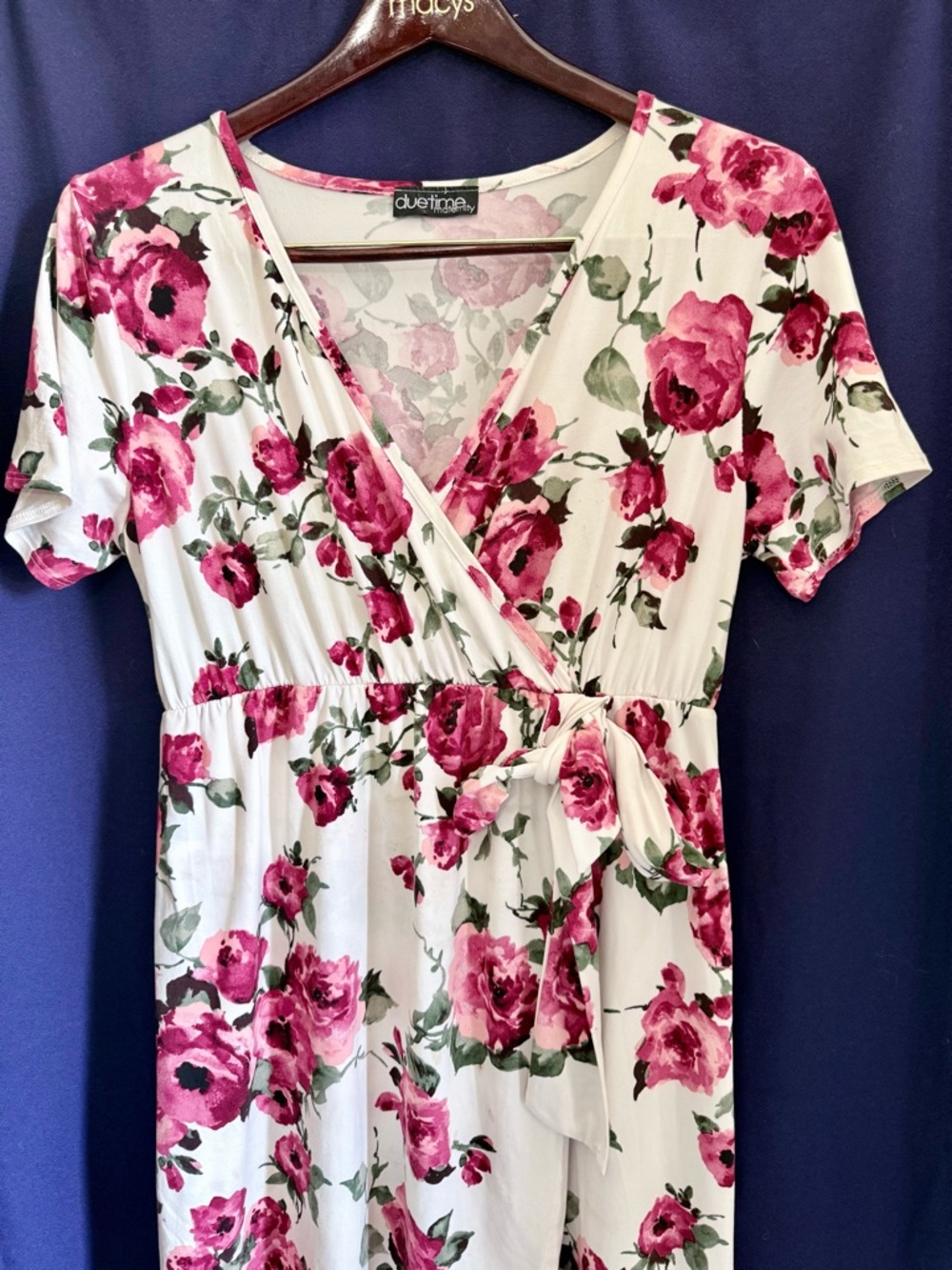 Due Time Maternity Floral Maxi Wrap Dress XL Baby Shower Spring Soft EUC